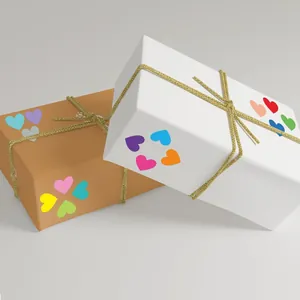 Pegatinas de colores en forma de corazón para cajas de regalo y etiquetas de San Valentín
