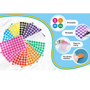 Detail view of 1.3cm colorful round dot stickers, writable, printable, and easy peel