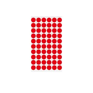 Sheet of 1.3cm red circular self-adhesive dot stickers for color coding and marking