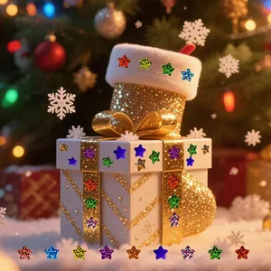 Colorful holographic glitter star stickers for Christmas gift wrapping and holiday decor