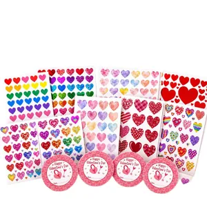 Juego de pegatinas de corazones para San Valentín con varios diseños y patrones