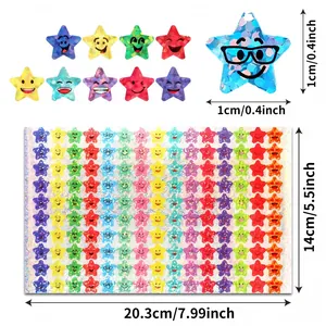 Holographic star stickers sheet with dimensions 20.3x14cm and 1cm small stars.
