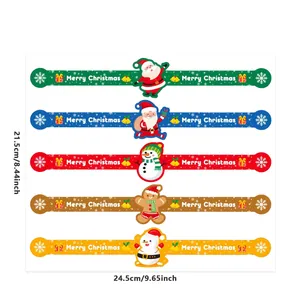 Detailed view of Christmas cartoon seal stickers with Santa and snowman patterns