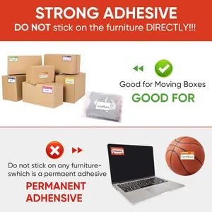 Instruction graphic for moving labels showing correct and incorrect surfaces to stick.