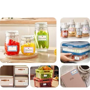 Set of 16 colorful handwritten self-adhesive labels for kitchen and home organization