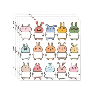 Colorful cartoon rabbit animal name stickers with blank writable labels for kids
