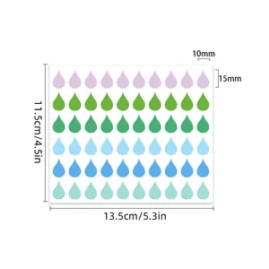 Dimensioni dei fogli di adesivi a goccia d'acqua colorati con etichette da 10x15 mm