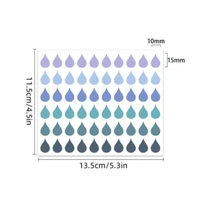 Dettagli dimensionali per adesivi colorati a forma di goccia d'acqua per etichette
