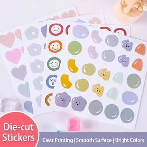Aesthetic Morandi color dot stickers featuring smiley faces and various heart shapes