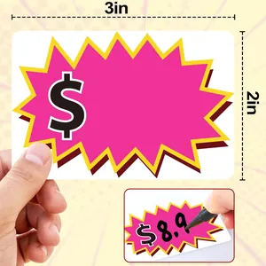Detailansicht eines 3x2 Zoll großen leeren Preisschild-Stickers zum Beschriften
