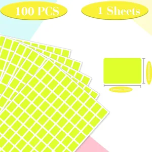 Etichette adesive impermeabili giallo fluo, 100 pezzi per foglio, misura 13x19mm