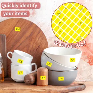 Etichette adesive gialle impermeabili per la classificazione e i prezzi in cucina