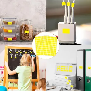 Etichette adesive quadrate gialle per l'organizzazione multiuso in cucina, ufficio e casa