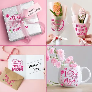 Rosa Muttertagsaufkleber für Geschenkboxen, Blumensträuße und Keramiktassen Deko