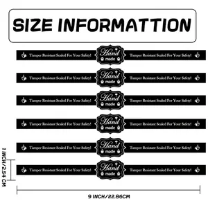 Specifications and size chart for black long strip handmade food packaging seal stickers