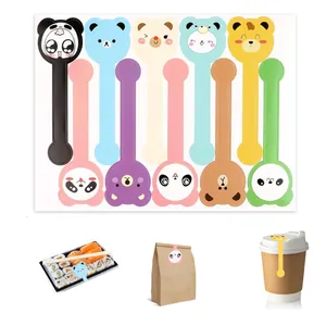 Panda Dessin Animé Ours Longue Bande Autocollants De Scellage Animal Motif Étiquettes Adhésives Pour Boulangerie Gâteau Boîte Cadeau Décoration