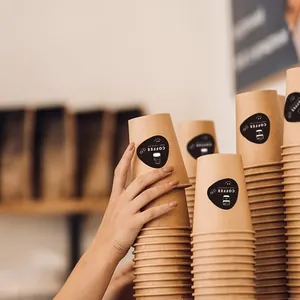 Premium black decorative coffee stickers featuring Have a Nice Day text on paper cups