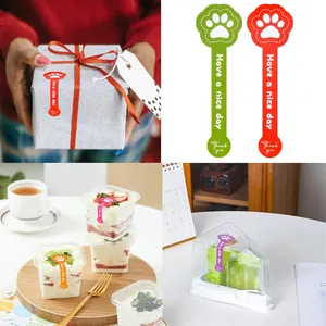 Cute dog paw decorative long sealing stickers for baking and gift box packaging