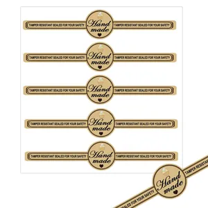 Adesivi per Cottura Rettangolari Lunghi in Carta Kraft Fatti a Mano Etichette di Sicurezza Sigillate per Decorazione Imballaggi Dolci