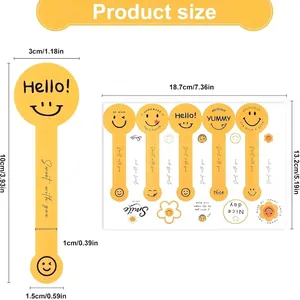 Yellow smiley face long strip stickers for baking and gift packaging decoration