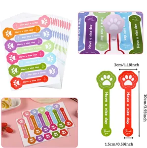 Dog paw-shaped long-strip baking stickers with Thank You text, 10x3cm dimensions