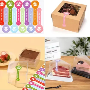 Cute paw-shaped long strip baking stickers for cookie boxes and cake packaging decoration