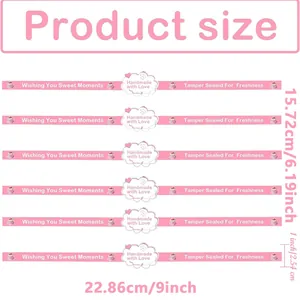 Rosa handgemachte Aufkleber zum Backen und Versiegeln von Geschenken mit Produktmaßen