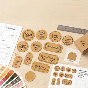 Etiquetas adhesivas de papel kraft personalizables y sellos para embalaje de regalos