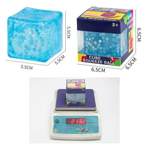 Blue glitter cube maltose squeeze ball stress relief toy dimensions and weight measurements