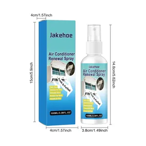 Comprehensive detail view of JAKEHOE air conditioner spray dimensions and 100ml bottle.