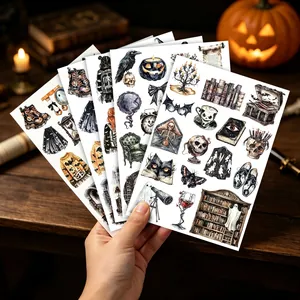 Handheld Halloween Gothic watercolor sticker sheets for DIY journaling