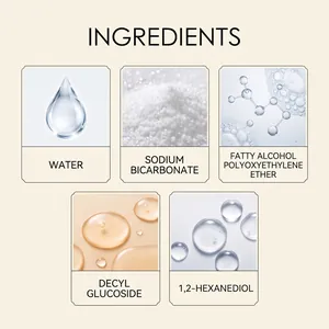 Detailed view of jewelry cleaning spray ingredients including sodium bicarbonate