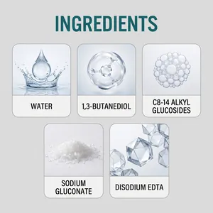 Inhaltsstoffe mit Wasser, 1,3-Butandiol und Tensiden für Foto-Reinigungsspray