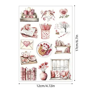 Roze aquarel sticker vel van 12cm x 17cm voor DIY scrapbooking en creatieve decoraties