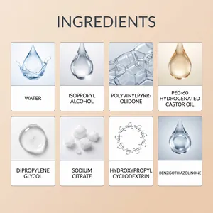 Complete ingredient list for fabric color fixing spray including water and castor oil