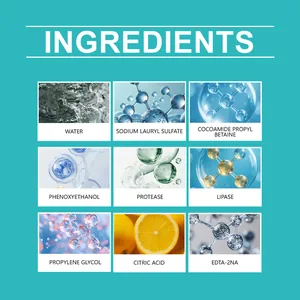Liste d'ingrédients détaillée d'un stylo détachant pour vêtements avec enzymes actives.