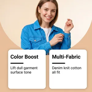 Detailed view of the vibrant color-boosting effect on a blue denim clothing item