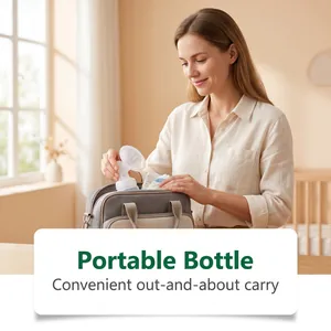 Close-up detail of portable breast pump parts being packed into a travel diaper bag.