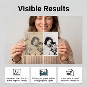 Sichtbare Ergebnisse des Fotoreinigungssprays zur Restaurierung alter Familienbilder