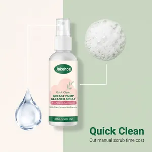 Detail view of Jakehoe breast pump cleaner spray with water and foam texture