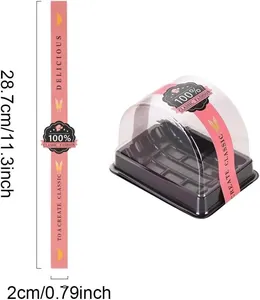 Detalle de etiquetas adhesivas largas de 28,7 cm por 2 cm para empaques de repostería
