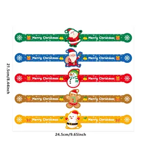 Juego de 5 pegatinas largas de sellado navideñas con diseños de Papá Noel y muñeco nieve.