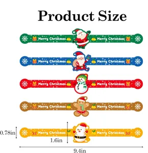 Dimensiones detalladas de las pegatinas largas de sellado navideñas para envolver regalos
