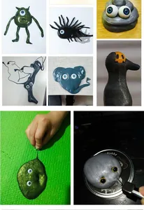 Détails de formes créatives de monstres faites avec de la pâte magnétique