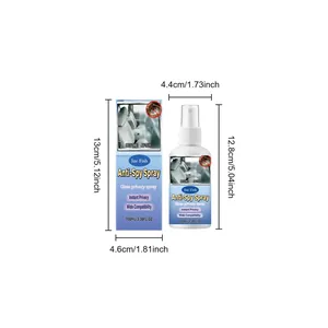 Maße der Jue Fish 100 ml Glassichtschutz-Sprühflasche und der Verpackung