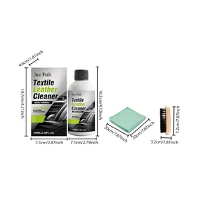 Dimensions détaillées des composants du kit de nettoyage textile et cuir Jue Fish