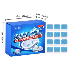 Tablettes nettoyantes pour toilettes Jue Fish pack de 12 avec dimensions du produit