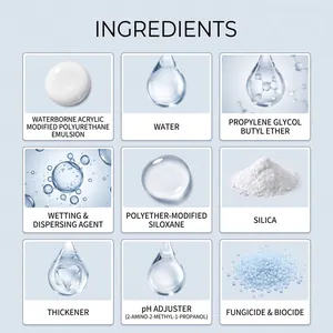 Inhaltsstoffe des Glas-Sichtschutzsprays mit chemischen Komponenten wie Polyether-modifiziertem Siloxan.