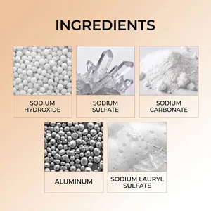 Detailed breakdown of pipe cleaner ingredients including sodium hydroxide and aluminum.