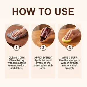 Detailed step-by-step instructions for using HOMEXA wood furniture scratch repair liquid